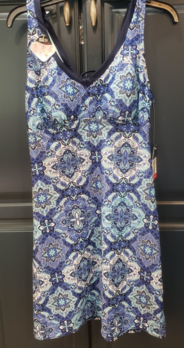 NEU Zero Exposure Maui Paddel sportliches Sportkleid XL integrierter BH blau & weiß