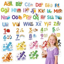 Alphabet Numbers Wall Decals, Classroom Wall Decals, Animal ABC Letters Color...