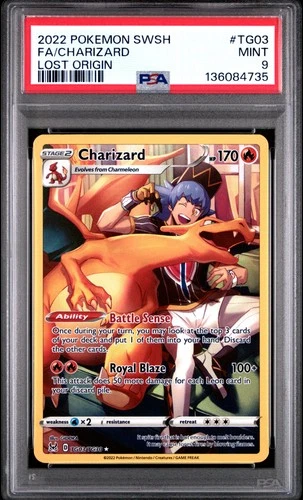 2022 POKEMON SWORD & SHIELD LOST ORIGIN #TG03 FULL ART/CHARIZARD PSA 9