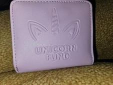 Unicorn Fund Lavender Unicorn Girls' Bifold Faux Leather Wallet with Zipper