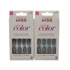 2 Pack Kiss Salon Color Vivid 2 Coat Color (Gray) Medium Length KSC05W07