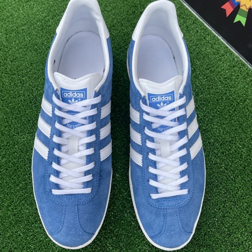 Rare scarpe da ginnastica vintage 2013 Adidas Originals Gazelle OG blu/bianco/oro metallizzato da uomo UK 9 - Foto 5 di 17