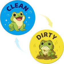 2Pcs Funny Frog Dirty Clean Dishwasher Magnet, Double Sided Reversible Flip Magn
