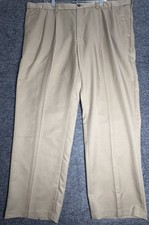 AMAZON ESSENTIALS Men's Khaki Expandable Waist-Pleated DRESS PANTS Size 46X30
