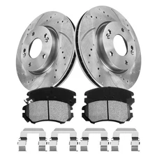 Front Disc Brake Rotors & Ceramic Brakes Pads Kit for 2010 2011 Kia Soul 2.0L
