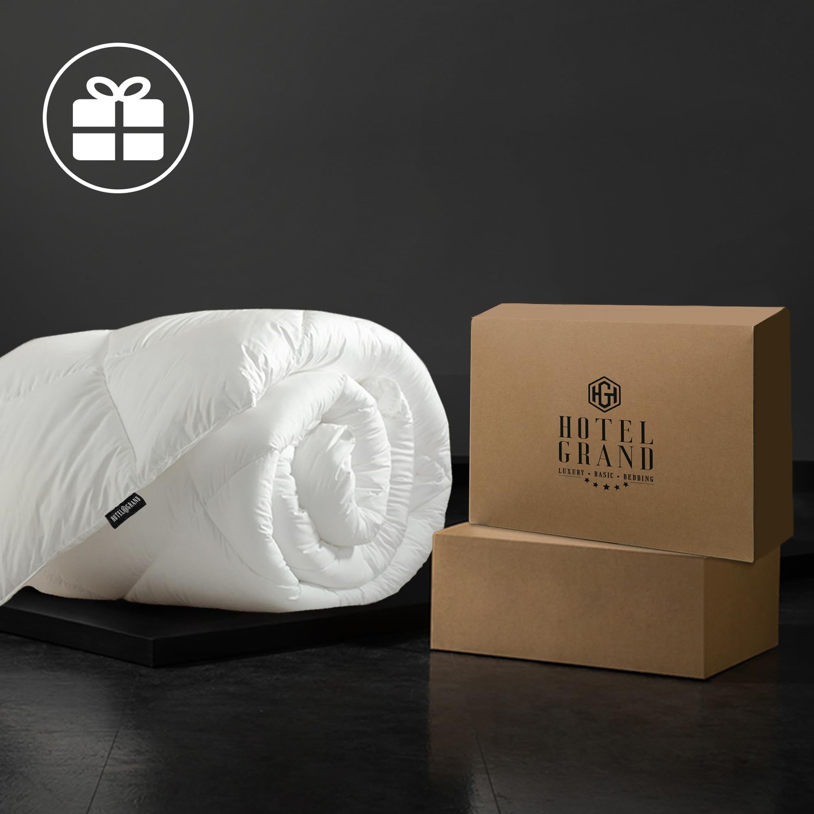 Luxury White Goose Feather Down Fiber Comforter Full Queen Size 100% Cotton All