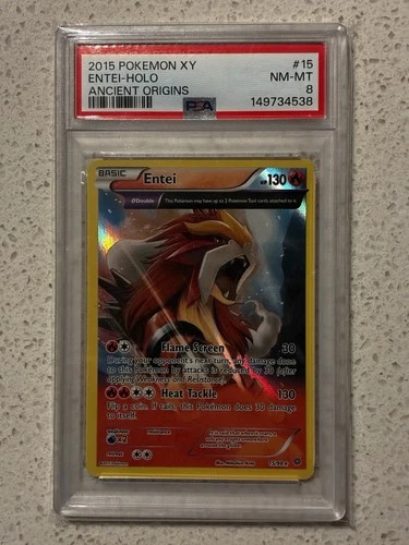 Entei 15/98 Reverse Holo Rare XY Ancient Origins Pokémon PSA 8