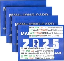 Official Easy-to-Read American Mahjong Cards - Set of 4 Large 6x5 inch Rule Card