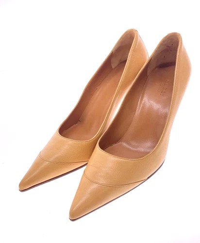 eun_243319 GUCCI Camel Leather Pumps Heels 154470 Women’s Shoes US 7/ EU 37