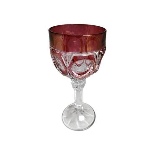 2 Ersatz Weinkelch Glas Napoleon Rubinrot Schliff Klar Kristall Cordial 7" - Bild 4 von 13