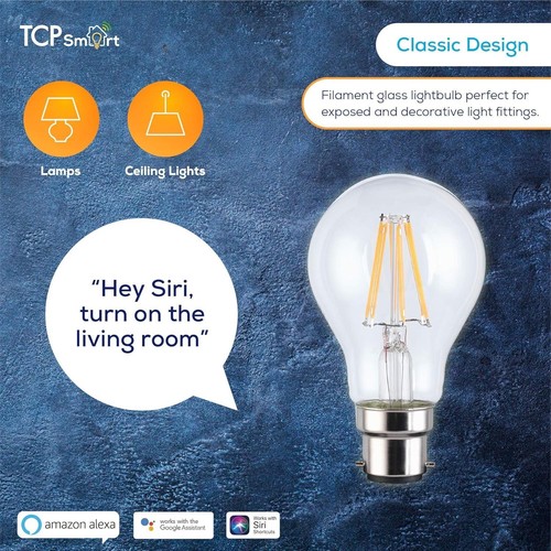 TCP Smart Wi Fi 7W Classic Filament LED Light Bulb BC/B22 Fitting (Warm White) - 第 5/8 張圖片