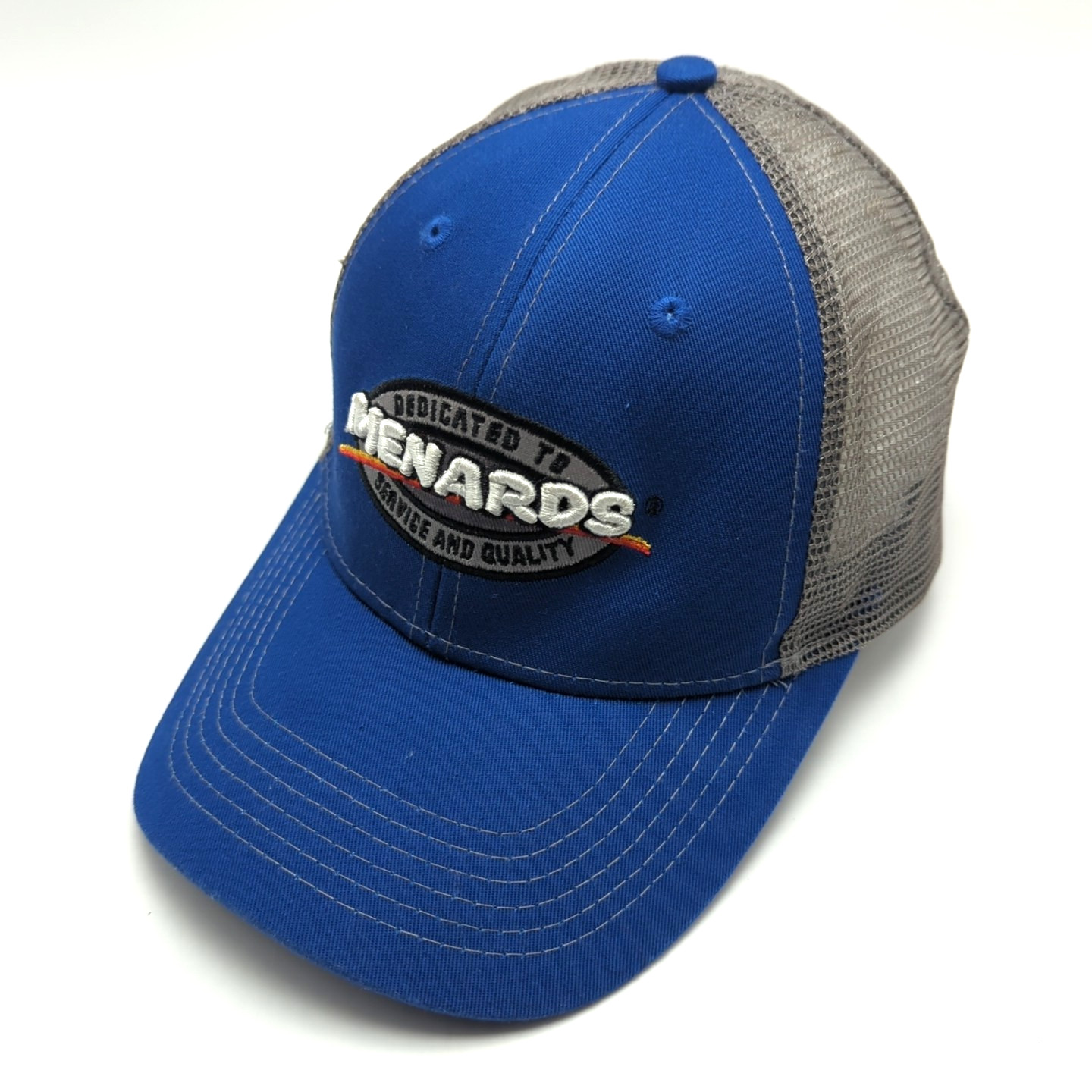 Menards hat blue gray adjustable snapback cap mes… - image 10