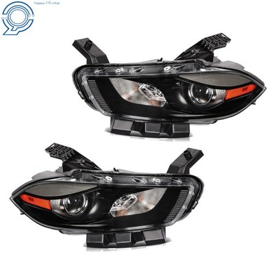 Headlight For Dodge Dart 2013-2016 Halogen Projector Black Housing Left+Right