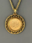 WLP Signed Vintage 1974 Kennedy Liberty Coin Half Dollar Heart Pendant Gold Tone
