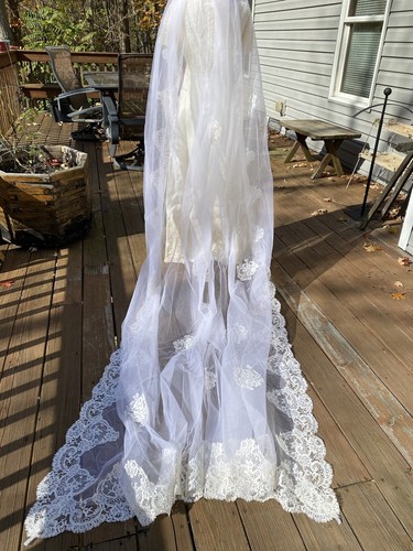 Vintage Wedding Gown & Veil With 9 Ft. Train! Maurer Original Lace Empire Waist - Picture 5 of 12