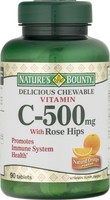 5 Pack Nature's Bounty Vitamin C 500mg Rose Hips Chewable Flavor 90 Tablets Each on sale 5 Pack Nature's Bounty Vitamin C 500mg Rose Hips Chewable Flavor 90 Tablets Each on sale