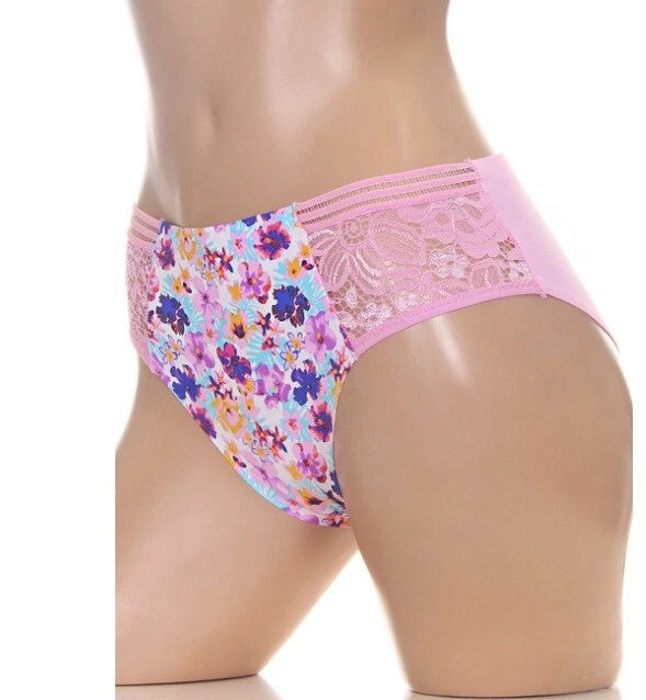 B16 BELLA Rosa Teal Blanco Floral Encaje Lados Sexy Sissy Bikini Bragas L XL Foto 2 de 4