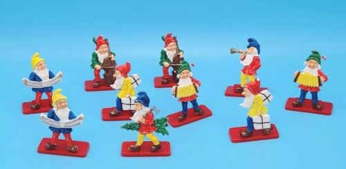 10 x gnomes plats anciens fabriqués en Allemagne de l'Ouest elfes elfes Noël   - Photo 1/5