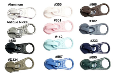 YKK Zipper Slider #3 Coil Single Non Lock Special Short Tab Pull Colorful