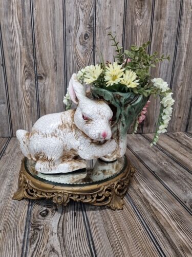RARE Mark Roberts Cotton Tail Rabbit Bunny Ceramic Planter 8” Tall 10” Wide - Picture 1 of 17
