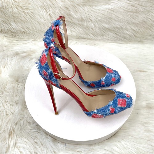 Women Round Toe High Heels Ankle Strap Evening Party Stilettos Pumps Shoes Size - Picture 4 of 13