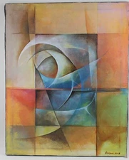 2003 Hinojosa orignal abstract oil/acrylic painting on canvas 20x16