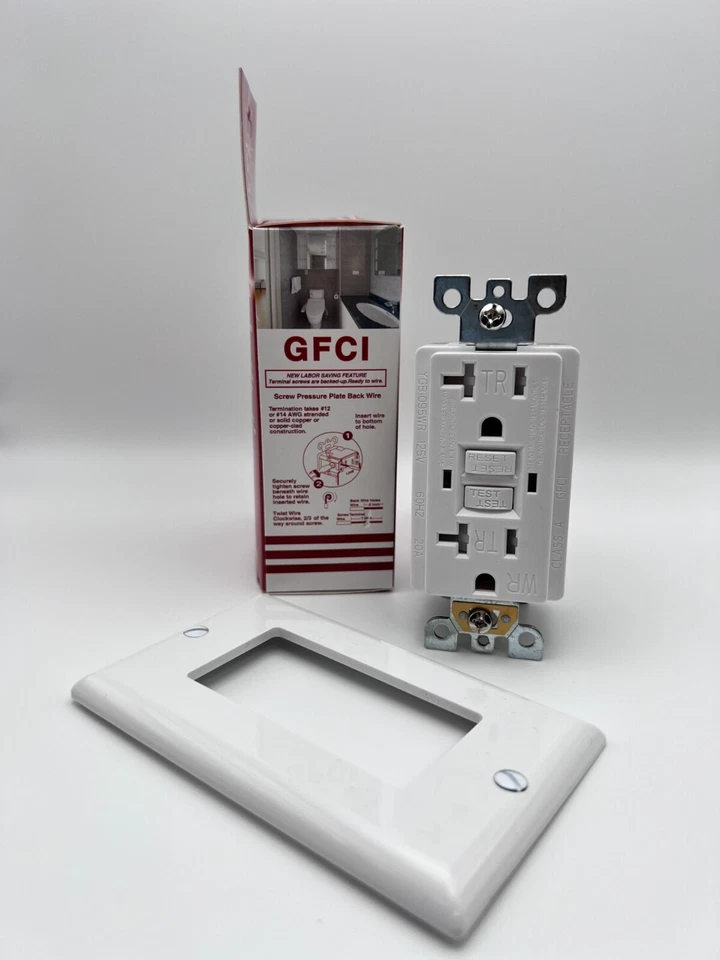 5 PK GFCI outlet Tamper Resistant Receptacle Wallplate Included White ETL listed - Image 2 of 4