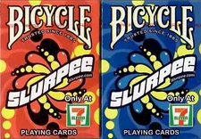 2 Decks  Bicycle Slurpee 7 Eleven Playing Cards Red & Blue Foil Made In USA 2020