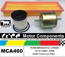 FILTER KIT Oil Air Fuel for CITROEN C3 1.4i TU3JP 1.4L  Petrol	12/02-3/09