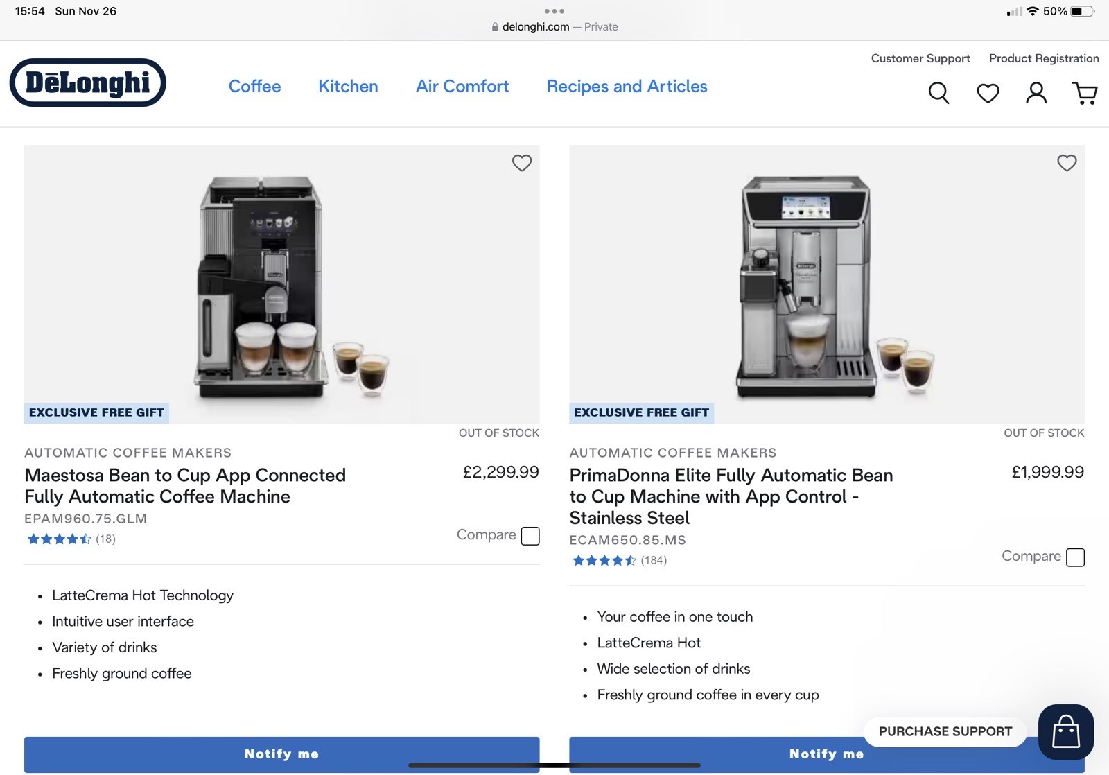 De'Longhi PrimaDonna Elite Experience Bean to Cup Coffee Machine