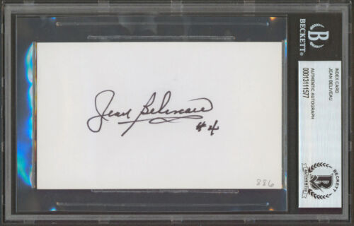 Canadiens Jean Beliveau Authentic Signed 3x5 Index Card Autographed BAS Slabbed - Photo 1/2