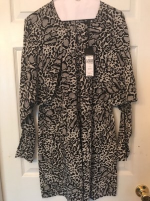 NWT BCBG MAX AZRIA Size S RYLEIGH OCELOT PRINT SILK DRESS IN DOVE COMBO $338
