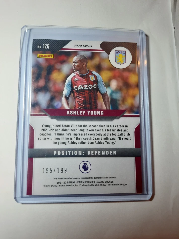 2021-22 Panini Prizm E.P.L Ashley Young Red 195/199 #126 Aston Villa - Image 2 of 2