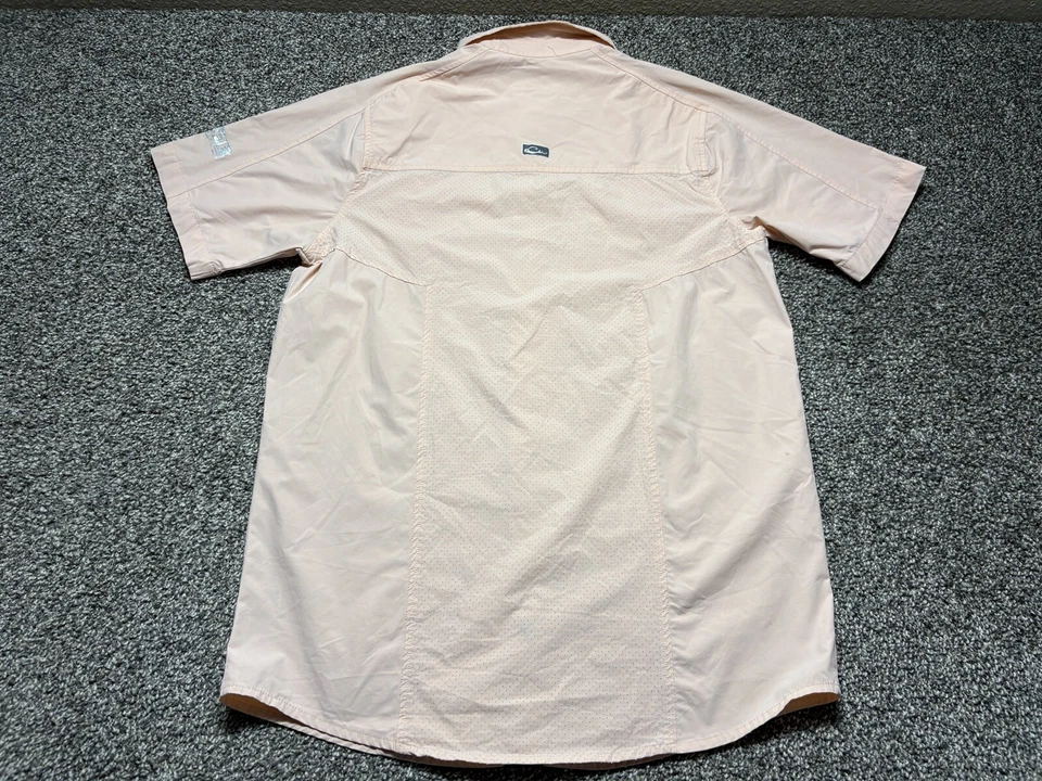 DRAKE Waterfowl Shirt Mens Small Pink Sun Vented Zip Pocket - Image 2 of 4