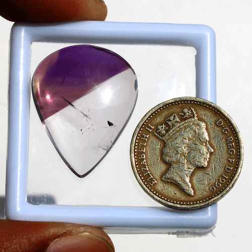 32 Cts Natural Amethyst Inclusion In Quartz 26.6mmx21.3mm Pear Cabochon Gemstone - Picture 6 of 15