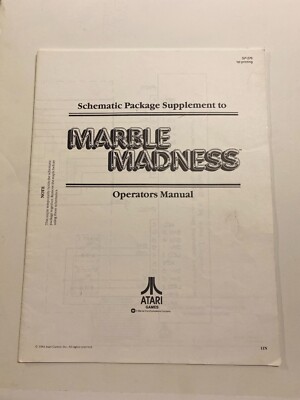 Original 1984 MARBLE MADNESS Operators Manual with Schematics 