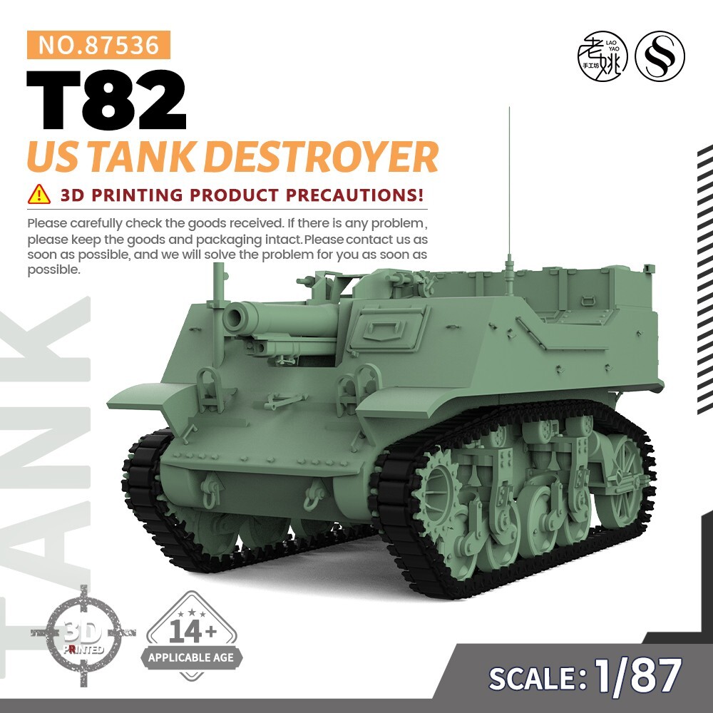SSMODEL 536 1/87 HO Scale Military Model Kit US T82 Tank Destroyer