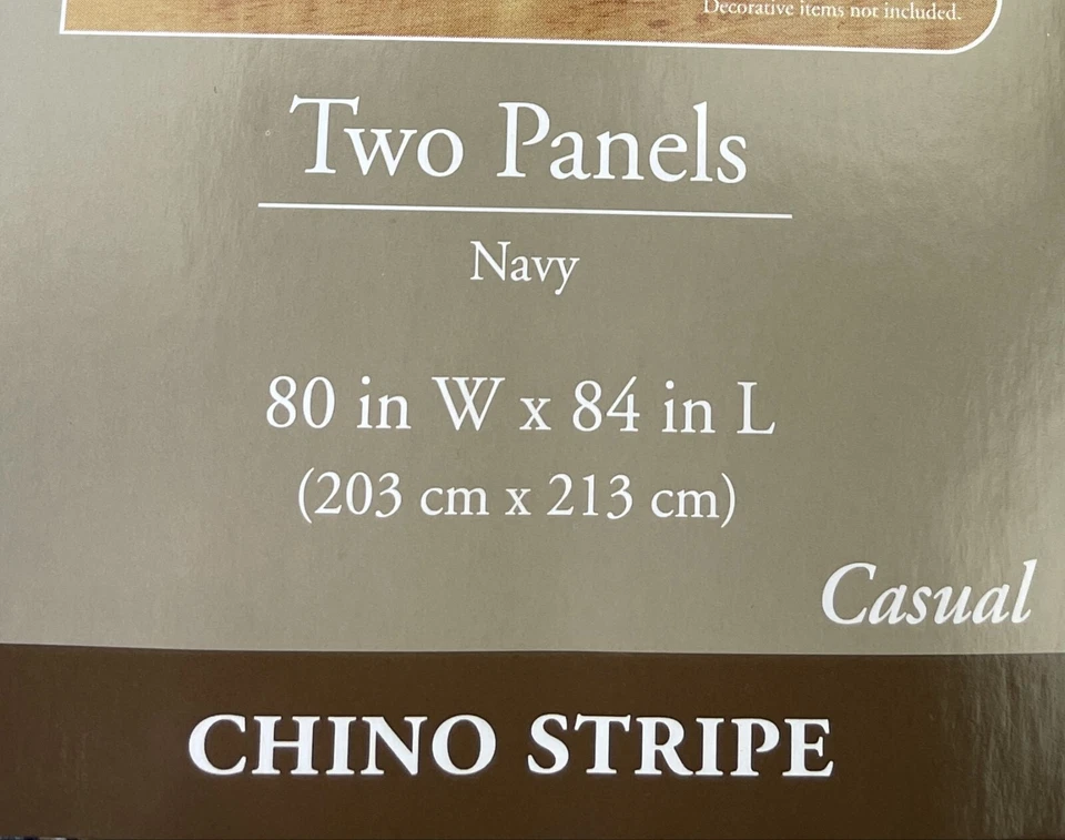 2 Paneles Azul Marino Chino Rayas 80”x 84” Walmart Hogar Tendencias Cortinas Ventana Cubierta Foto 2 de 3