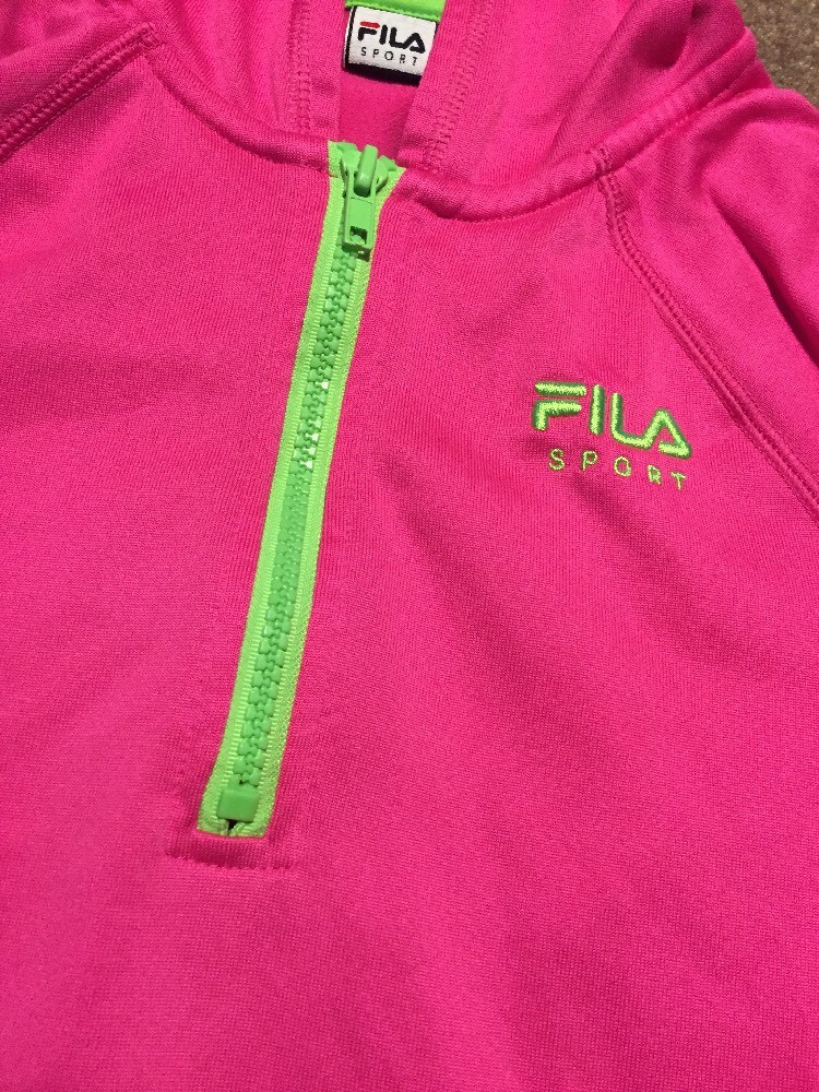 Felpa con cappuccio mezza zip bambina Fila rosa verde taglia large 14