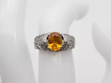 Signed BELLARI $10,000 4ct Natural Orange Sapphire Diamond Platinum Ring 10g