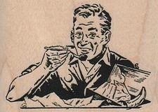 BlueCollar Lunch 2 1/2 x 1 3/4" Rubber Stamp, People Stamp, Man Stamp