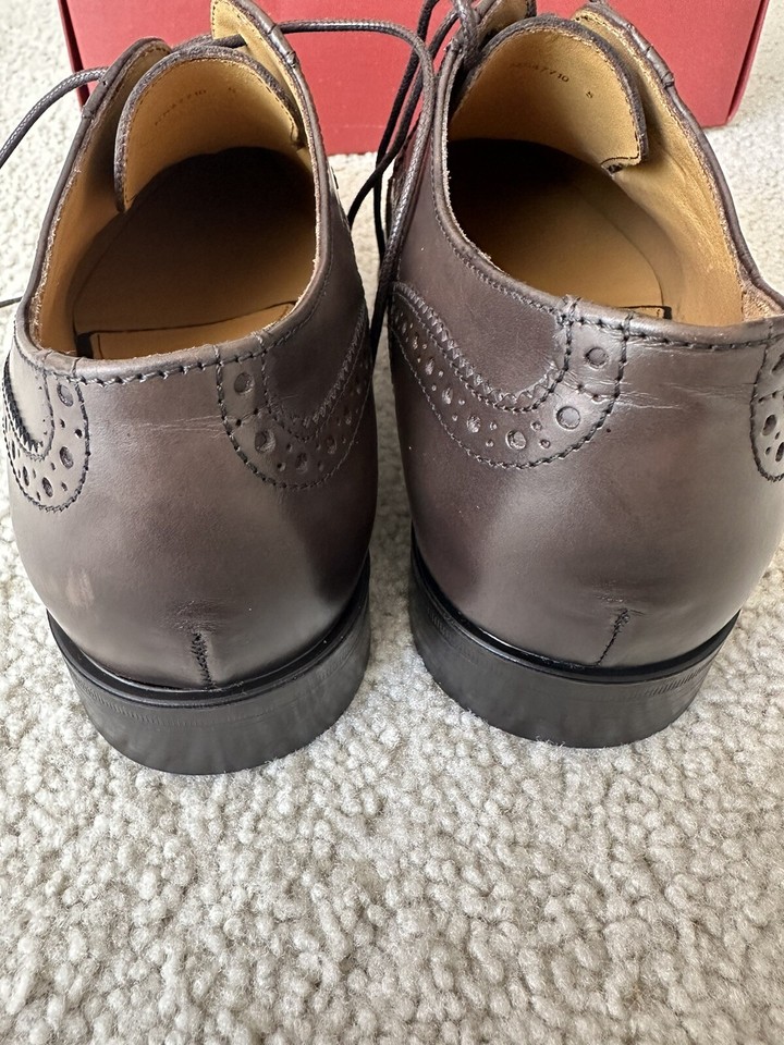 NEW A TESTONI Brown Leather Shoes Derby Cigar Oxford Italy Size UK 5 US