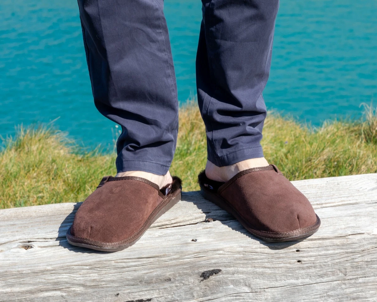 Natural Genuine Sheepskin Mule Mens Luxury Slippers Shoes Warm