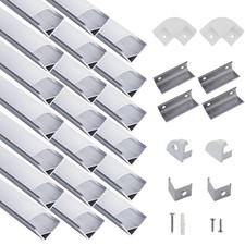 hunhun 20-Pack 3.3ft/1Meter V Shape LED Aluminum Channel System with Silver
