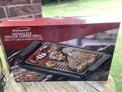 Brentwood TS-642 1000 Watt Smokeless Indoor Electric Copper Grill 