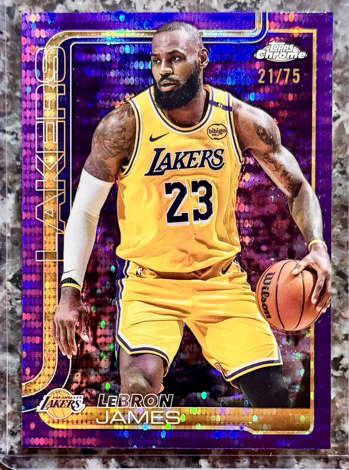 2025-26 Topps Chrome LeBron James #127 Purple Pulsar /75 Lakers SSP Color Match