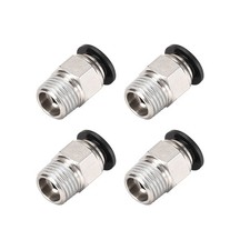 Straight Pneumatic Push to Quick Connect Fittings 1/4NPT x 8mm Silver Tone 4pcs