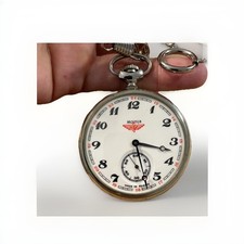 Vintage Open Face USSR Russia Molnija 18j Pocket Watch Railroad Train Runs Great