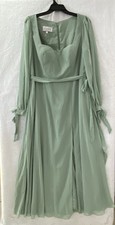 Azazie Formal Maxi Dress Maxi Sz 20 Bridesmaid Square Neck Slit Chiffon Sage