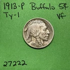 1913 P T1 Buffalo 🦬 Indian Head Nickel 5c Vf Very Fine Type 1